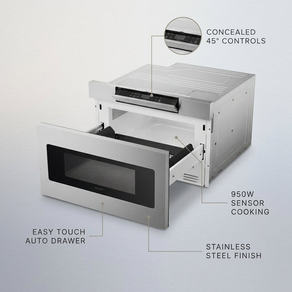 24 In. 1.2 Cu. Ft. Built-In Microwave Drawer with Concealed Controls in Stainless Steel Finish with Sensor Cooking — Lifestyle