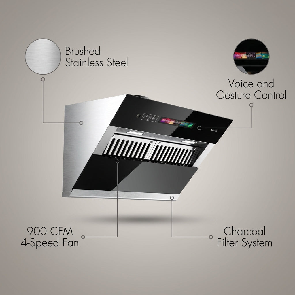 36 In. 900CFM under Cabinet Range Hood in Stainless Steel with Voice/Gesture Sensing/Touch Control and Charcoal Filter — Lifestyle