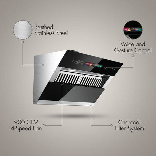 36 In. 900CFM under Cabinet Range Hood in Stainless Steel with Voice/Gesture Sensing/Touch Control and Charcoal Filter — Lifestyle