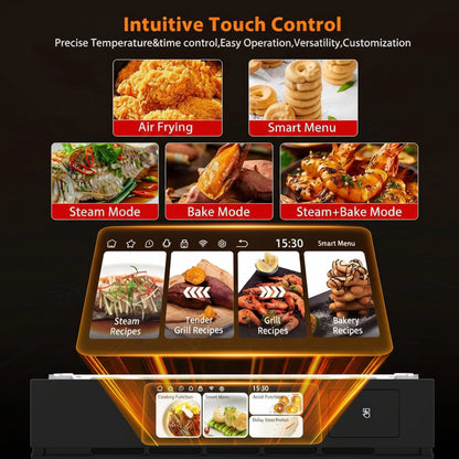 24" Built-In Electric Wall Oven with Convection, Steam, Grill & Air Fry – 2.5 Cu.Ft Stainless Steel Interior, Touchscreen Control, Modern Kitchen Appliance (240V)